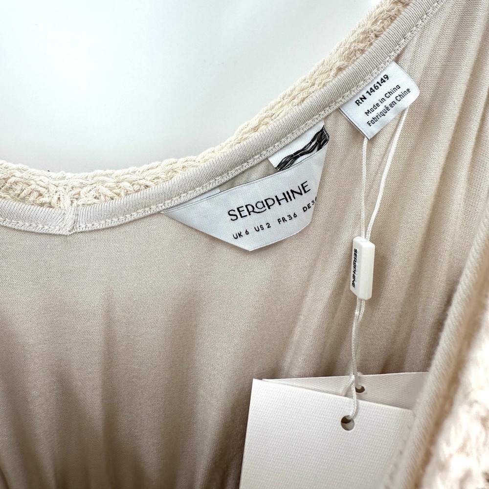 Seraphine Woven Dress with Crochet Ecru Beige US 2 Maternity Nursing NWT - Picture 9 of 10